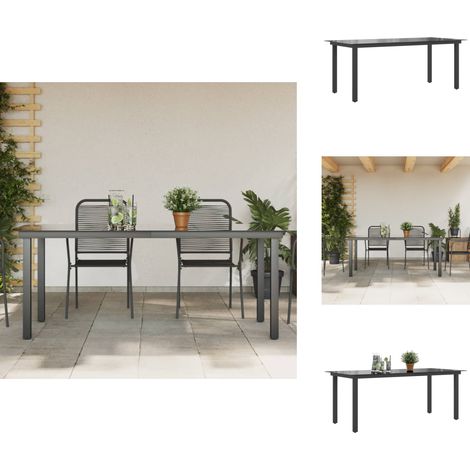 Gartentisch Schwarz 190x90x74 cm Aluminium und Glas - Gartentisch - Aluminiumtisch - Glasstisch - Außentisch - Terrassenmöbel (1/5)