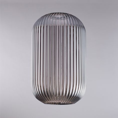 diffusore in vetro soffiato grigio specchiato con decoro rigatura in rilievo H.34 - Ø20