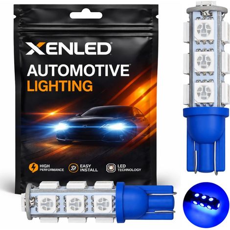 2 x AMPOULES W5W - 13 LEDS BLEUES - LED SMD5050 - 13 leds - T10 W5W - Lampe de voiture LED (1/4)
