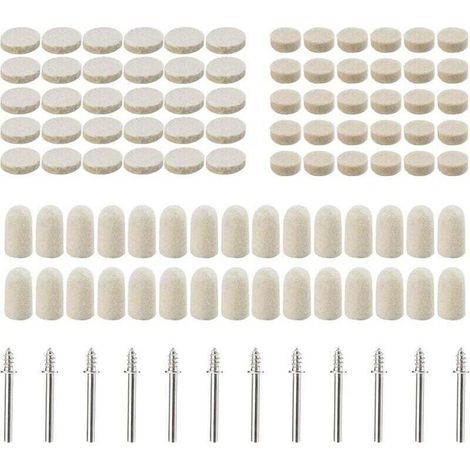 102 Polierpads aus Wollfilz, Schleifscheiben für Zubehör – Rotationswerkzeuge – verschiedene Größen (10/13/25 mm Durchmesser)