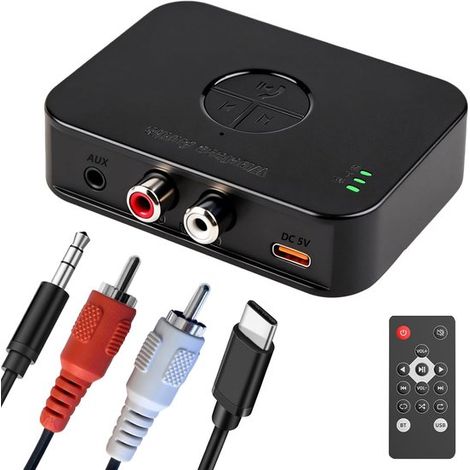Adattatore audio Bluetooth - Ricevitore wireless - Sistema stereo - Doppia connessione - AUX RCA da 3,5 mm (1/5)