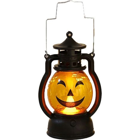 Lanterne citrouille d'Halloween avec LED à effet flamme vacillante, lampe à flamme suspendue d'extérieur, lanterne décorative de Noël (1/4)