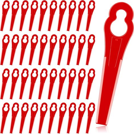 Lot de 50 lames en plastique pour coupe-bordure, tondeuse à gazon, rouge (1/5)
