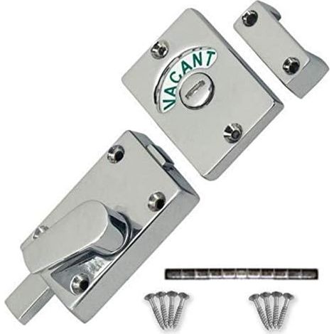 One Stop DIY Lot de 2 kits de boulons de porte à indicateur Chromé 63 mm