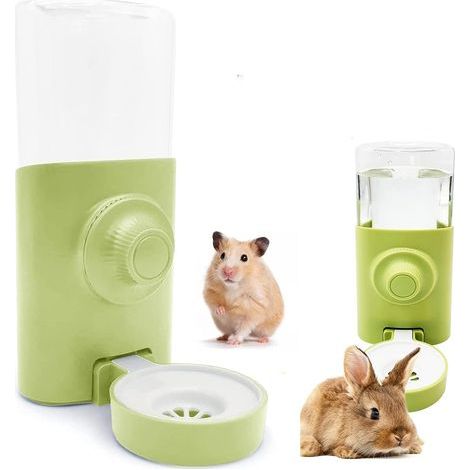 Distributeur Eau Lapin, 600ML Suspendue Abreuvoir Lapin Automatique Biberon Cochon d'Inde Anti-Goutte Biberon Hamster pour Lapin Chinchilla Cochon d'Inde Hérisson Furet, vert (1/5)