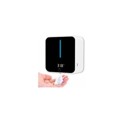 Dispenser di sapone automatico a parete ZVD, dispenser con display LCD che visualizza temperatura ambiente e velocità, pulibile con un solo pulsante, 400 ml, solo schiuma - Crezuo