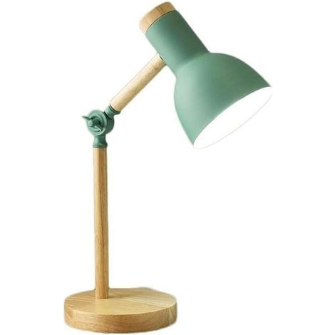 Lampe de table de style nordique, lampe de chevet pour chambre à coucher, lampe de lecture protégeant les yeux des enfants, lampe de table réglable, veilleuse LED E27 pour bureau (verte) (1/4)