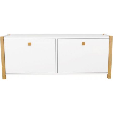 Meuble à Chaussures 2 Compartiments "Hannover" 125cm Blanc (1/4)