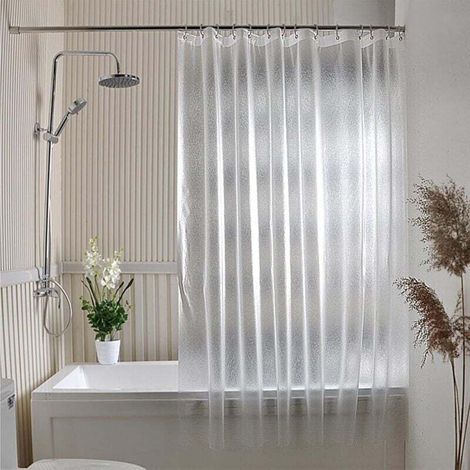 Tenda da doccia antimuffa, tenda da bagno, tenda da doccia impermeabile, tenda da vasca, tenda da doccia ad asciugatura rapida, per docce e vasche da bagno, 180 x 200 cm, con 12 ganci - Crezuo (1/4)