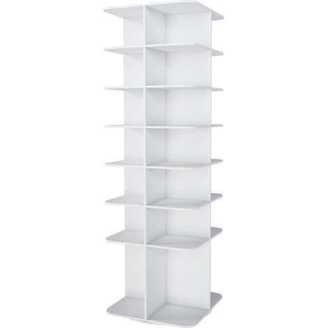 CAIziTour à chaussures rotative à 7 niveaux, organisateur de chaussures autoportant pivotant à 360°, tour d’étagère à chaussures sur pied haut, plateau tournant de rangement, pour 28 paires de chaussu