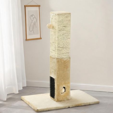 Arbre à chat beige en panneaux de particules 59,5 x 39 x 79 cm (1/5)