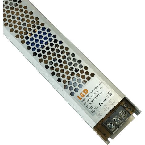 Alimentation/Driver Slim 200W pour Ruban LED DC24V 8.3A, transformateur stabilisé Non-Étanche IP20 - Digilamp (1/5)