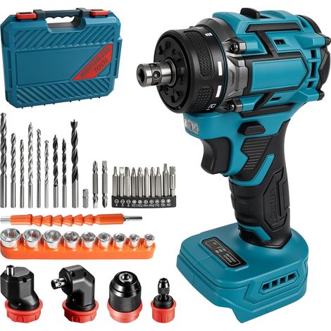Perceuse sans fil sans balais pour batterie 18 V (sans batterie), tournevis sans fil 4 en 1 avec 4 adaptateurs multifonction, perceuse combinée de 50 N.m avec embout de tournevis et douille (1/5)