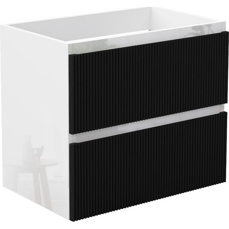 Waschbeckenunterschrank Glänzend Unterschrank Badmöbel Badschrank 60cm Hochglanzweiß+Mattschwarz TYP4 (1/5)