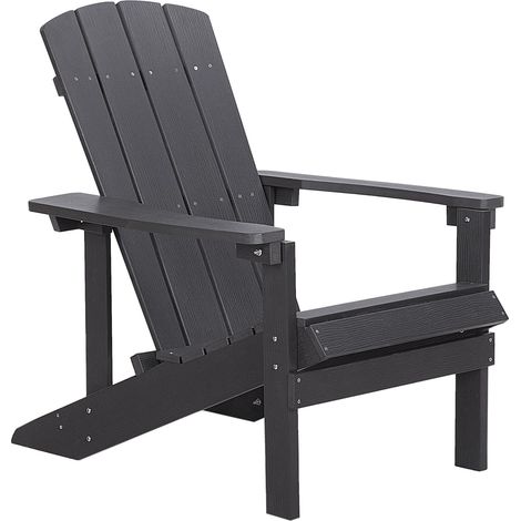 Silla de jardín gris oscuro de madera sintética resistente a la intemperie estilo moderno Adirondack (1/5)