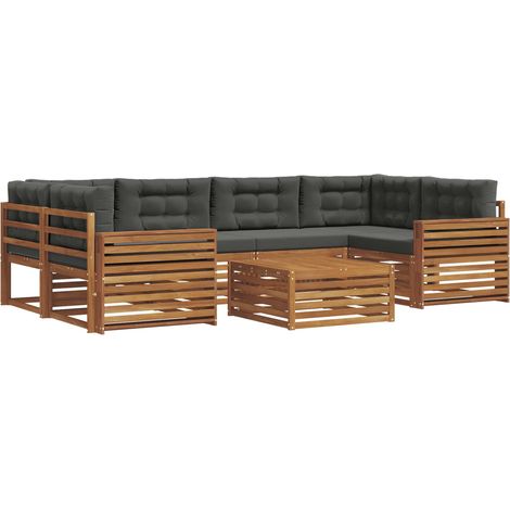 Conjunto de sofás de exterior 7 uds. Natural y Antracita vidaXL (1/5)