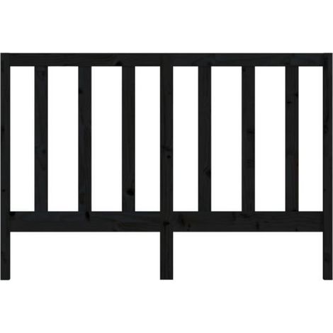 Tete De Lit - Bois De Pin Massif - 126x4x100 Cm - Noir - Pour Lit Sans Tete De Lit - 1 Unite (1/4)