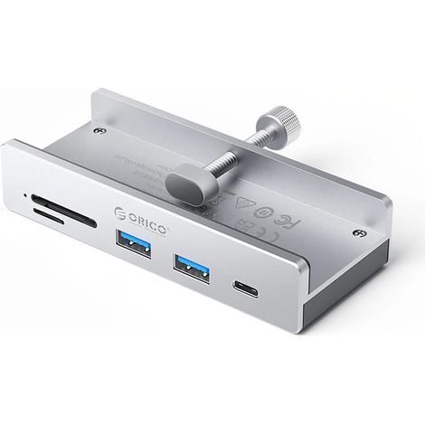 Hub USB-C/USB-A USB-C SD TF con morsetto MH5PC - Argento (1/3)