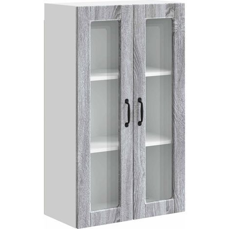 Maison Exclusive - Mobile in vetro da parete PORTO Grigio Sonoma 60 x 31 x 100 cm