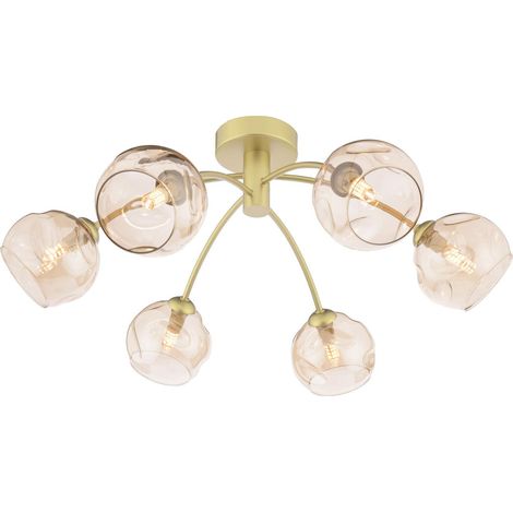 Dar Izzy Izzy 6 Plafonnier semi-encastré or mat avec verre ambré organique