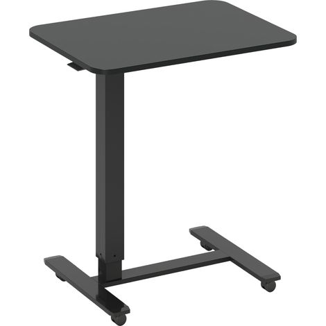 Bureau réglable en hauteur avec 4 roulettes, structure en acier noir 65 x 48 x 73-110 cm (1/5)