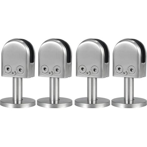 Soporte de fijación para vidrio con 4 clips de acero inoxidable, apto para paneles de vidrio sin marco de 8 a 12 mm de espesor. (1/5)
