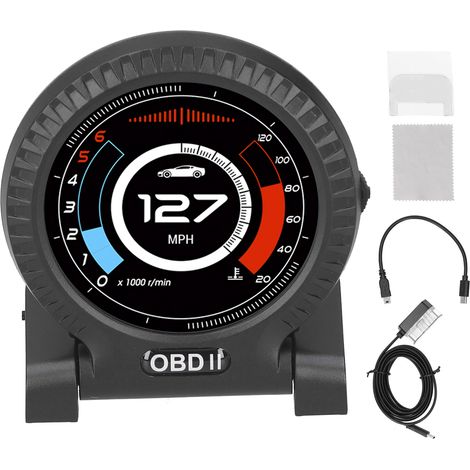 Afficheur numérique OBD2 HUD pour voiture Projecteur vitesse, régime, température d'eau avec fonction d'alerte (1/5)