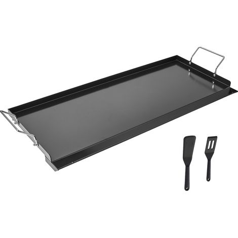 Mophorn Piastra in acciaio al carbonio, piastra rettangolare universale 812x310 mm, adatta per fornelli a gas, pentole portatili per uso domestico con manico, ideale per campeggio