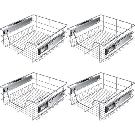 KESSER® Teleskopschublade  Küchenschublade  Küchenschrank  Korbauszug  Schrankauszug  Vollauszug  Schublade   4x 50cm - Silber