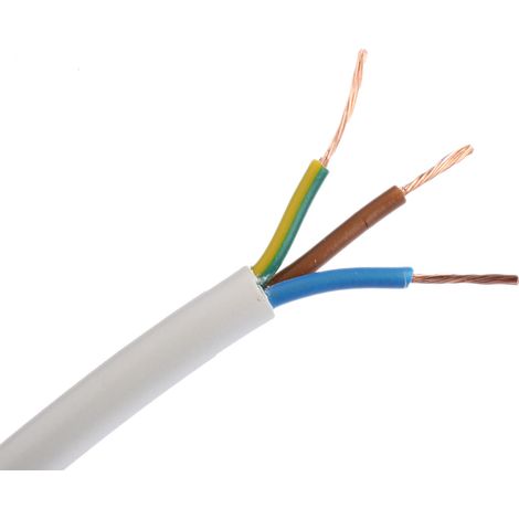 Câble d'alimentation RS PRO 3G0,5 mm², gaine PVC Blanc, 100 ( Prix pour Bobine de 100 Mètres )