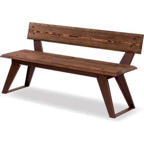 Panca Saké 233 legno metallo schienale 150x43x73h Giochipark zincata verniciata - Corten/Marrone