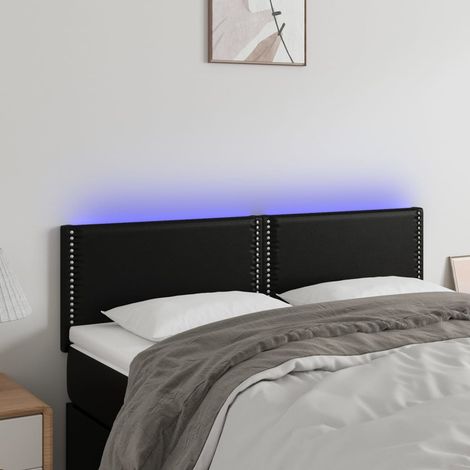 vidaXL Testiera a LED Nera 144x5x78/88 cm in Similpelle (1/5)