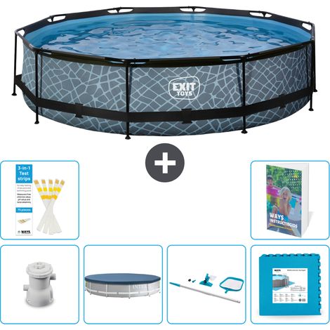 Exit Pool Rund - Steinoptik - 360x76 cm - 7-teilig S191