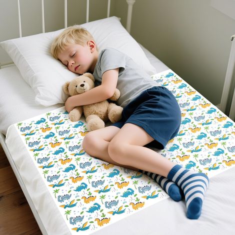 Protège Matelas lit Enfant, 86  91cm Protège Matelas Bébé, Matelas Imperméable Lavable, Tapis antidérapant avec Bandes latérales, pour Lits Simples, Lits pour Enfants(Dinosaure) (1/5)