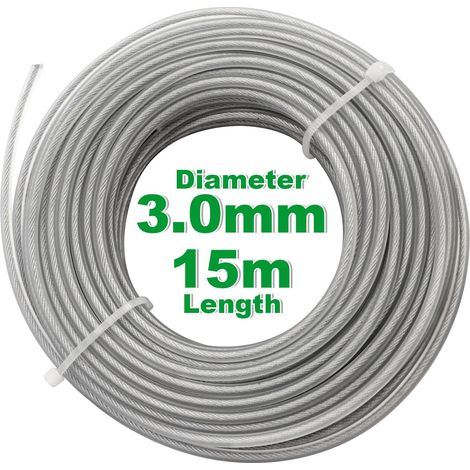 Fil de Coupe Ligne de Coupe Herbe en Acier Robuste 3mm x 15m Rond Remplacement String Line Cordon de Corde pour débroussailleuses (1/5)