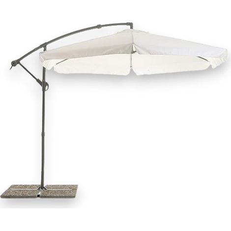 Ombrellone tondo 330 cm da giardino bianco a palo laterale e sistema di apertura a manovella (1/5)