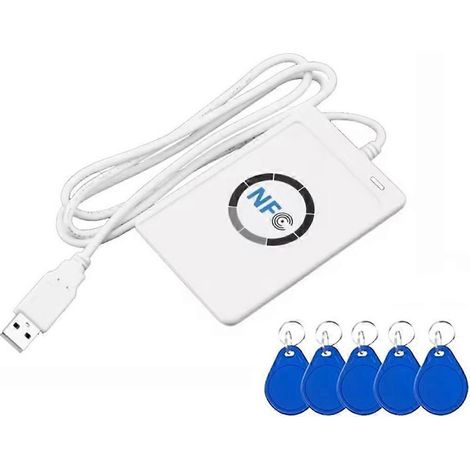 ACR122U RFID-Lesegerät, Kartenkopierer + 5 CUID-Karten, Schlüsselanhänger, NFC-Duplikator, 13,56 MHz (1/5)