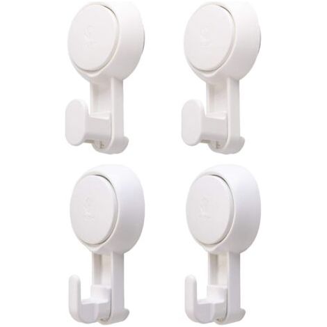 Crochet Ventouse Lot de 4 Crochet Mural sans Perçage & Réutilisable 1 Seconde d'Installation Rotation à 360° Charge 5KG Impérable Organisateur pour Carrelage Paroi de la Douche Salle de Bain (1/5)