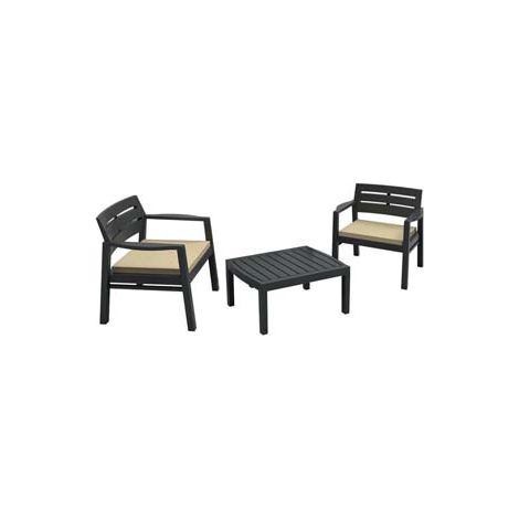 SALOTTINO 3 PEZZI LOMBOK ANTRACITE 2 POSTI  cm. 76x61x48,5h.  peso kg.18,3