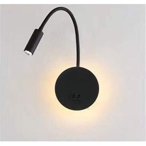 3W+8W LED-Nachttischlampe, schwarze Wandleseleuchte, moderne, flexible Schwanen-LED-Leselampe fürs Schlafzimmer mit Schalter, 3000K (1/4)