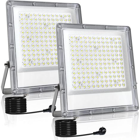 Projecteurs LED 150W, Lot de 2 15000LM Projecteurs Led Extérieur IP66 étanche Spot LED extérieur 6500K Blanc Froid Lampe led exterieur Eclairage de Sécurité pour Cour,Jardin,Garage,Entrée (1/5)