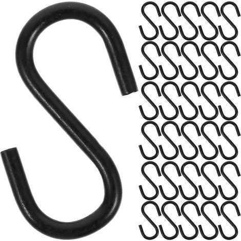 Lot de 100 crochets en forme de S, crochets de cuisine, crochets en fer, crochets pour sacs de porte, crochets résistants-2.50X1.50X0.20CM-Black (1/3)