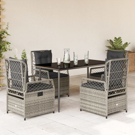 Ensemble à manger de jardin 5 pcs-Salon de jardin coussins gris résine tressée 505058 (1/5)