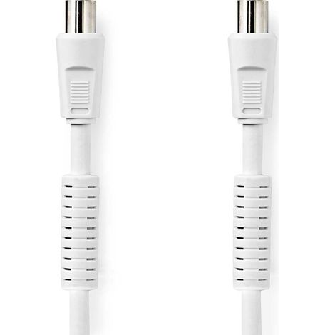 Nedis Koaxial Kabel / IEC (Coax) Stecker / IEC (Coax) Buchse / Vernickelt / 120 dB / 75 Ohm / 4-fach geschirmt / 15.0 m / Rund / PVC / Weiss / Label