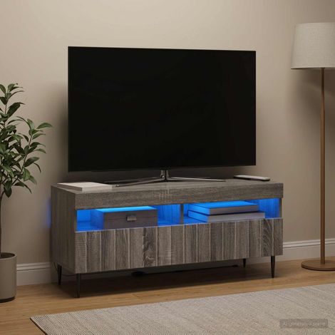 vidaXL Mueble de TV LED ZWOLLE 100 x 35 x 43 cm Sonoma gris (1/5)