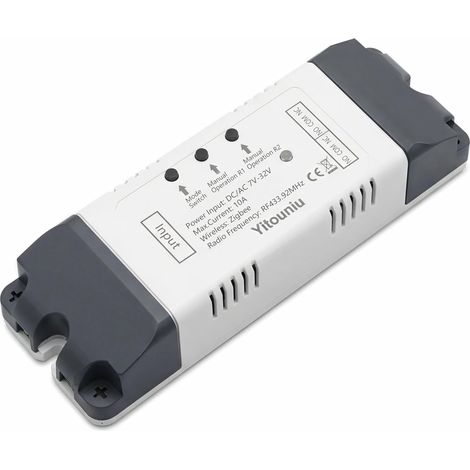Zigbee Module de commutateur intelligent à relais 2 canaux CC 7-32 V, application sans fil avec modle d'interrupteur de verrouillage/verrouillage automatique, fonctionne avec Zigbee (1/5)