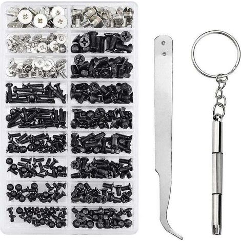 Pack of 355 M2 M3 M2.5 Flat Head Computer Screws Assorted (1/4)