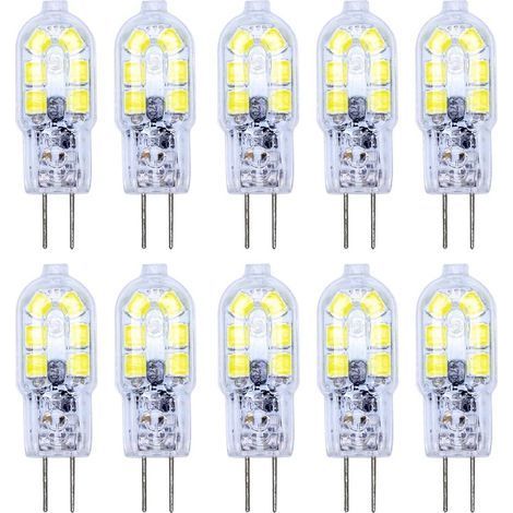 10 Pack G4 Ampoule LED 2W LED Bulb 12 SMD 2835LEDs Blanc Froid Haute Illumination 120LM LED Lighting AC/DC12V [Classe énergétique A+] (1/5)