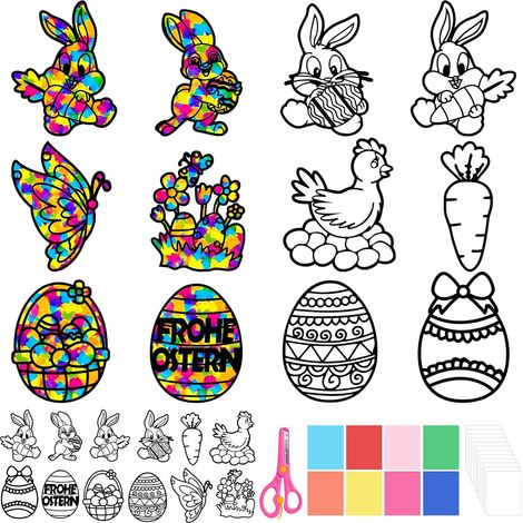 Window Stickers Easter Craft Set Children, DIY Window Pictures Easter Set, Easter Crafts Children, Easter Gifts Easter Window Decoration Crafts from 4 5 6 7 8 9 Years (1/5)