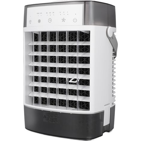 Climatiseur portable, petit climatiseur individuel à 3 vitesses, refroidisseur par évaporation, minuterie, veilleuse à 7 couleurs, 2 réservoirs, 2 modes de brumisation (1/5)